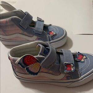 Vans Kids Sneakers - Blue and Pink with Butterfly Accents